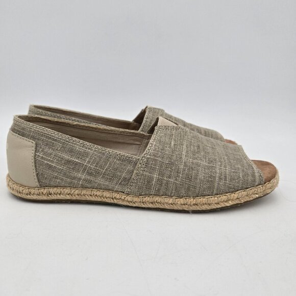 TOMS Shoes Women 8.5 Alpargata Cupsole Slip On Natural Metallic Linen Open Toe - Picture 6 of 9